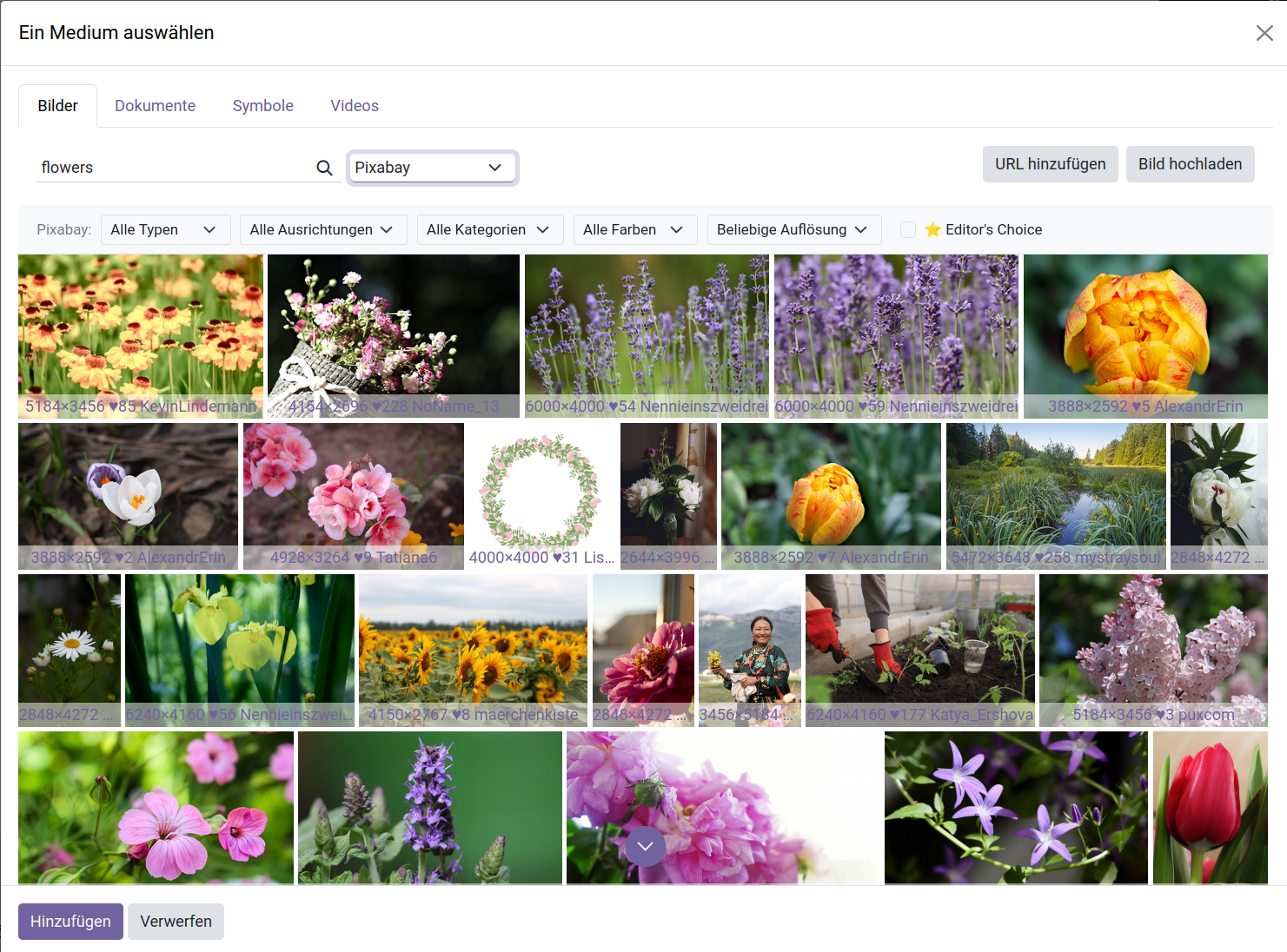 Pixabay in Odoo Media Dialog